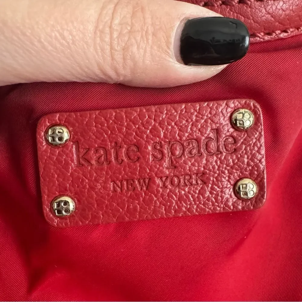 Kate Spade New York Red Nylon and Leather Trim Hobo Shoulder Bag